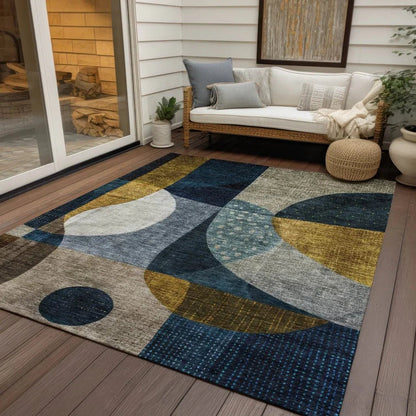 Seraphine Blue Washable Indoor-Outdoor Rug-Outdoor Rugs-LOOMLAN Rugs-LOOMLAN