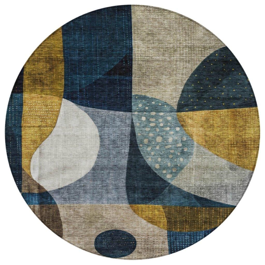 Seraphine Blue Washable Indoor-Outdoor Rug-Outdoor Rugs-LOOMLAN Rugs-8' x 8'-LOOMLAN