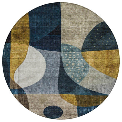 Seraphine Blue Washable Indoor-Outdoor Rug-Outdoor Rugs-LOOMLAN Rugs-8' x 8'-LOOMLAN