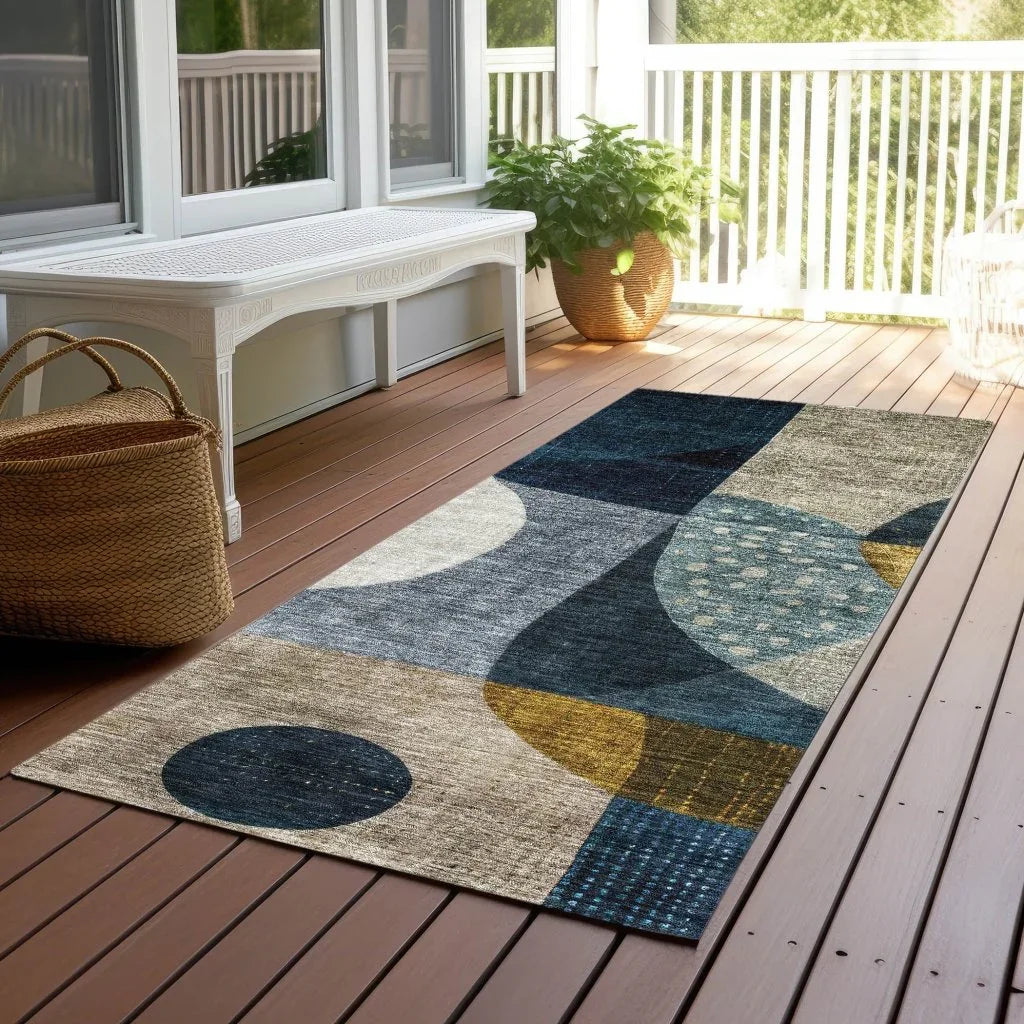 Seraphine Blue Washable Indoor-Outdoor Rug-Outdoor Rugs-LOOMLAN Rugs-LOOMLAN