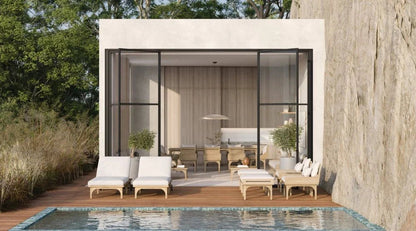 Serenique Quick-Dry Cushions Patio Ottoman-Outdoor Ottomans-Seasonal Living-LOOMLAN