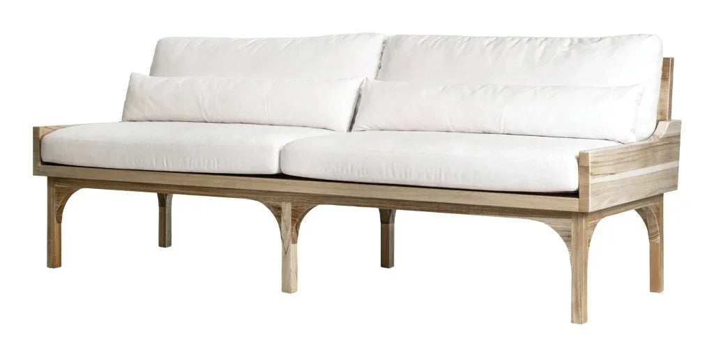 Serenique Sun Bleached Teak Patio 3 - Seat Sofa - LOOMLAN - Seasonal Living - Outdoor Sofas & Loveseats