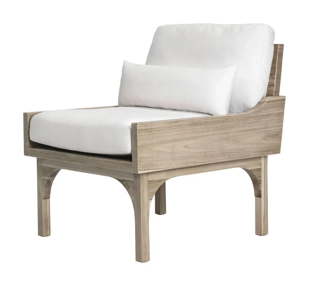 Serenique Sun Bleached Teak Patio Lounge Chair-Outdoor Lounge Chairs-Seasonal Living-LOOMLAN