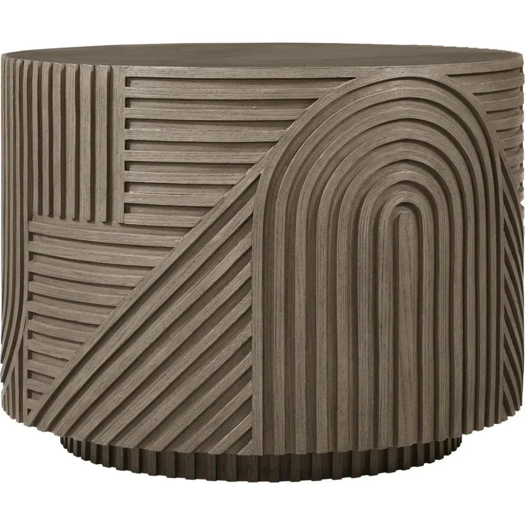 Serenity Round Drum Table - Brown Outdoor Accent Table - LOOMLAN - Seasonal Living - Outdoor Side Tables