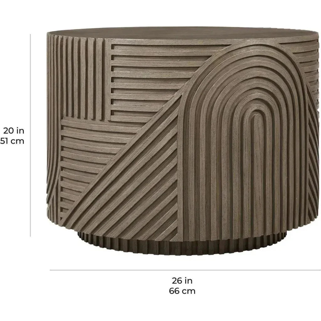 Serenity Round Drum Table - Brown Outdoor Accent Table - LOOMLAN - Seasonal Living - Outdoor Side Tables