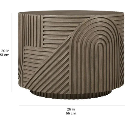 Serenity Round Drum Table - Brown Outdoor Accent Table - LOOMLAN - Seasonal Living - Outdoor Side Tables