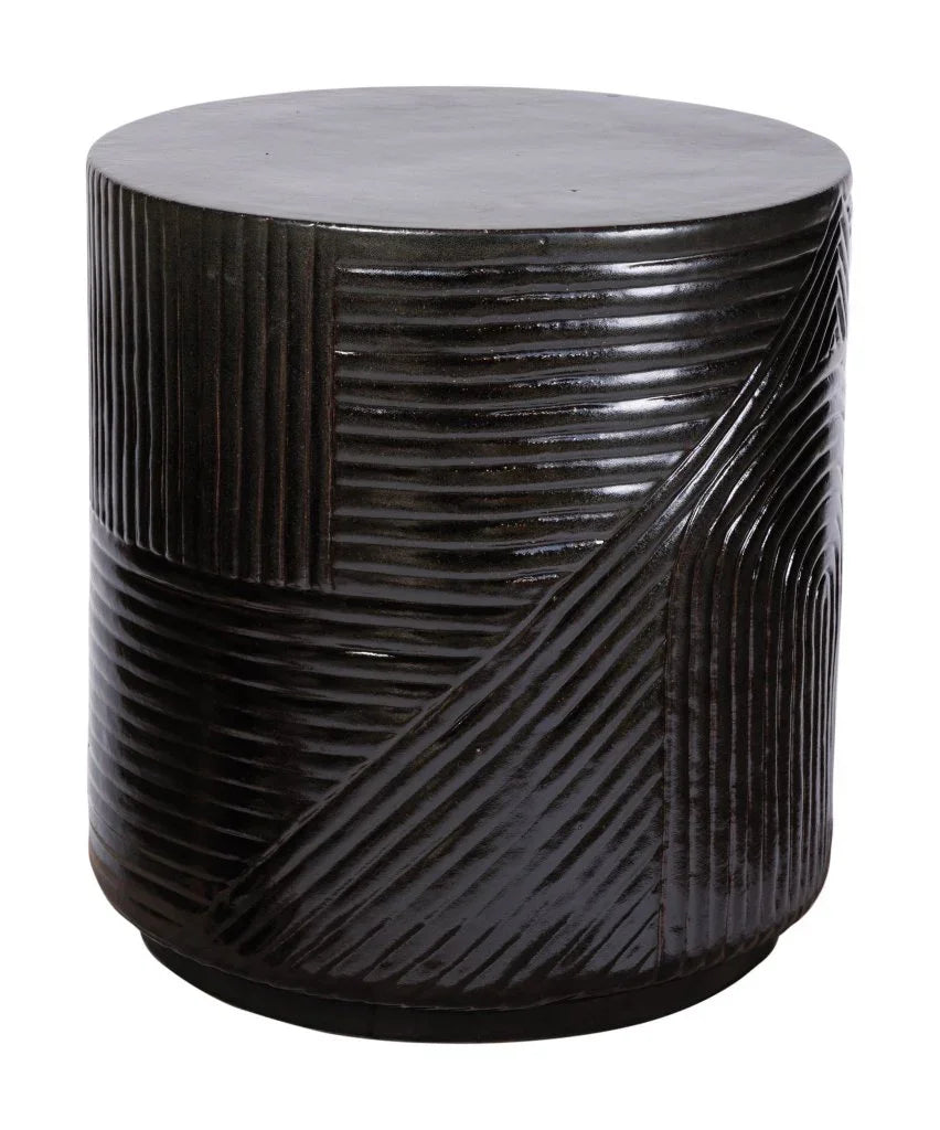 Serenity Textured Ceramic Patio Stool-Garden Stools-Seasonal Living-LOOMLAN