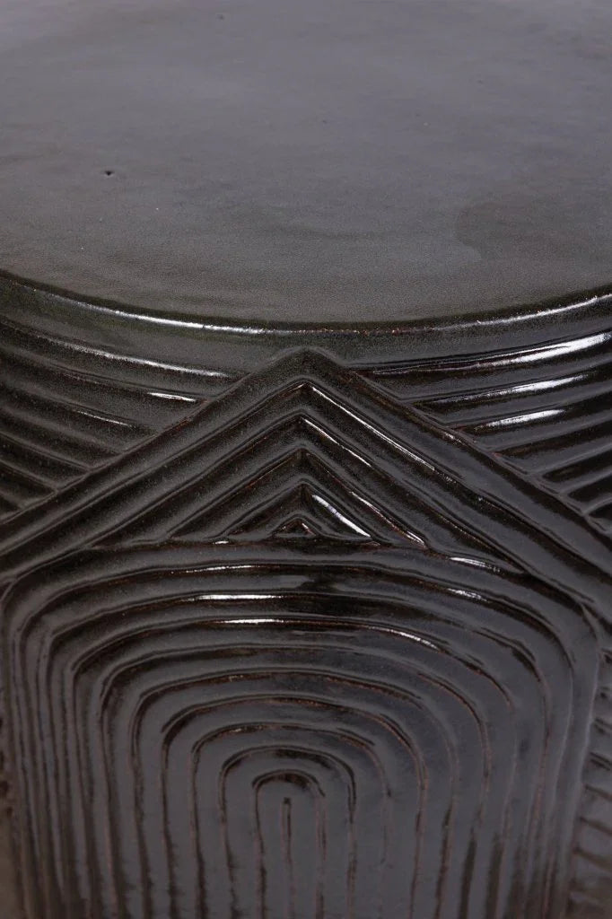 Serenity Textured Ceramic Patio Stool-Garden Stools-Seasonal Living-LOOMLAN