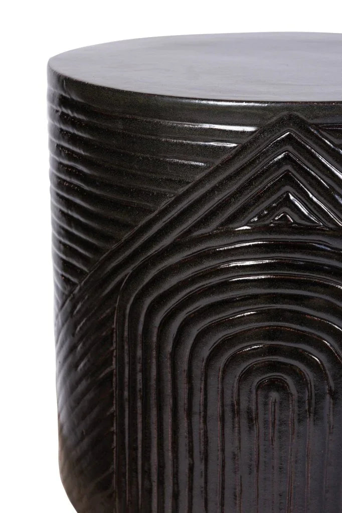 Serenity Textured Ceramic Patio Stool-Garden Stools-Seasonal Living-LOOMLAN