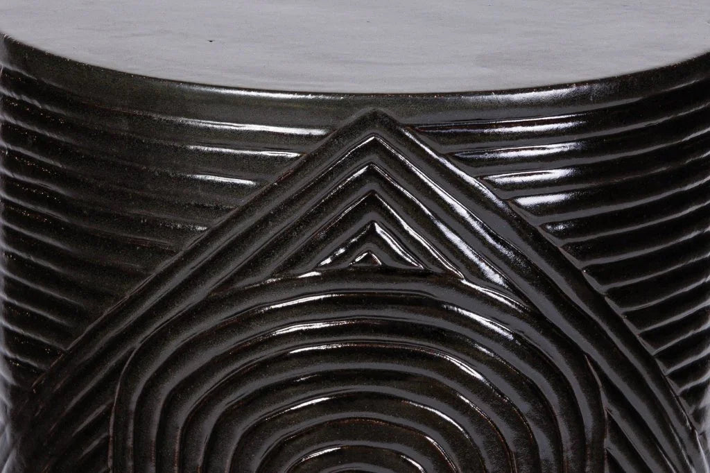 Serenity Textured Ceramic Patio Stool-Garden Stools-Seasonal Living-LOOMLAN