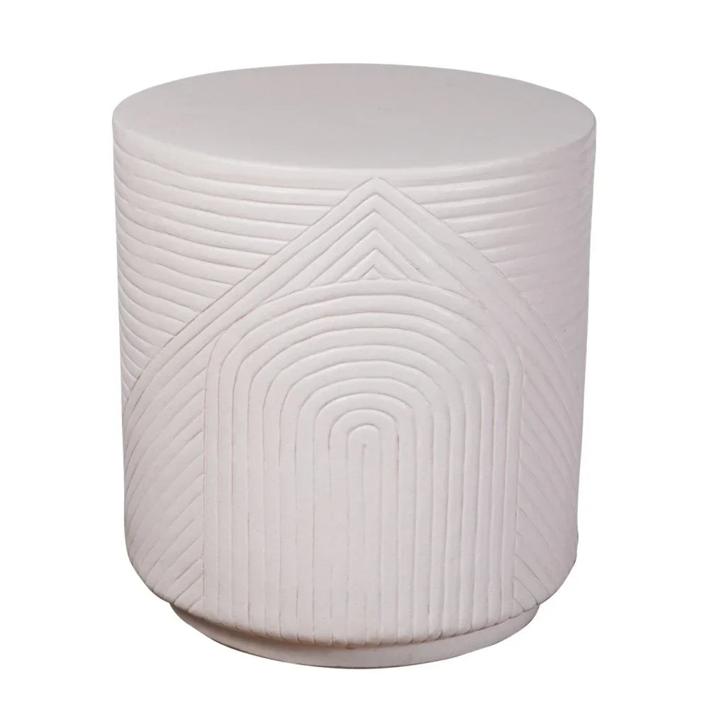 Serenity Textured Ceramic Patio Stool-Garden Stools-Seasonal Living-Linen Semi-Gloss-LOOMLAN