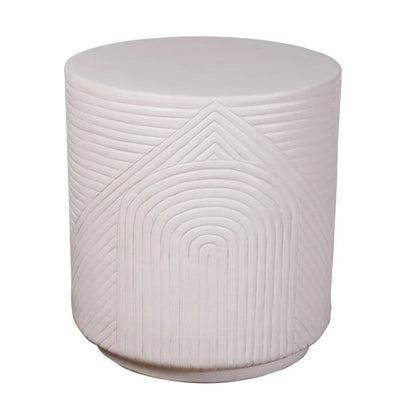 Serenity Textured Ceramic Patio Stool-Garden Stools-Seasonal Living-Linen Semi-Gloss-LOOMLAN