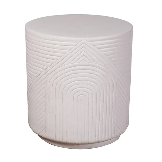 Serenity Textured Ceramic Patio Stool-Garden Stools-Seasonal Living-Linen Semi-Gloss-LOOMLAN