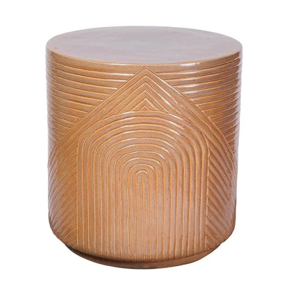 Serenity Textured Ceramic Patio Stool-Garden Stools-Seasonal Living-Taupe Gloss-LOOMLAN