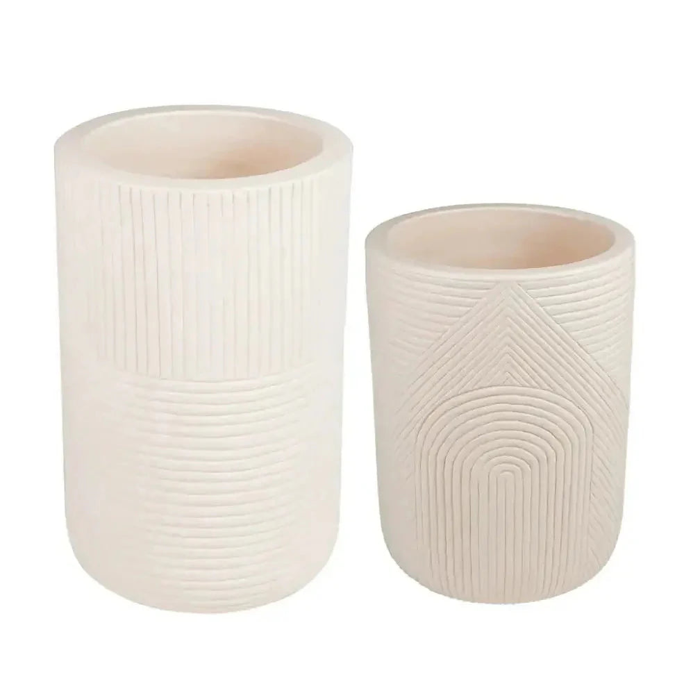 Serenity White Outdoor Planter Set of 2 - LOOMLAN - Seasonal Living - Planters