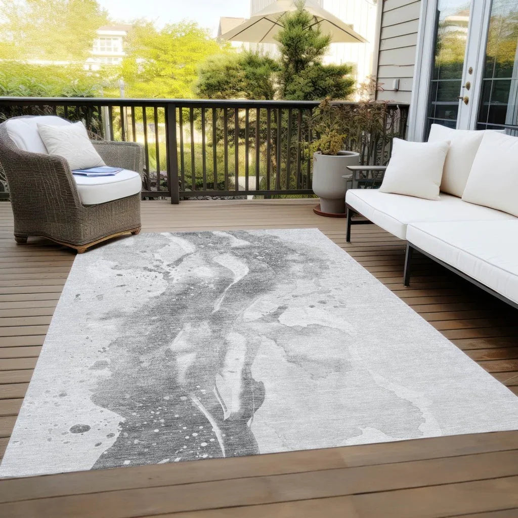 Serenza Gray Washable Indoor - Outdoor Rug - LOOMLAN - LOOMLAN Rugs - Outdoor Rugs