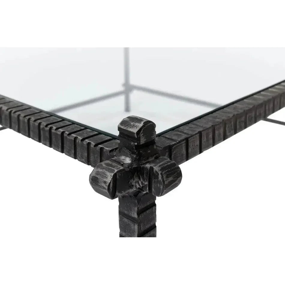 Serrated Edge Iron Square Coffee Table - LOOMLAN - Sarreid - Coffee Tables