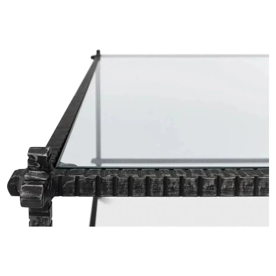 Serrated Edge Iron Square Coffee Table - LOOMLAN - Sarreid - Coffee Tables