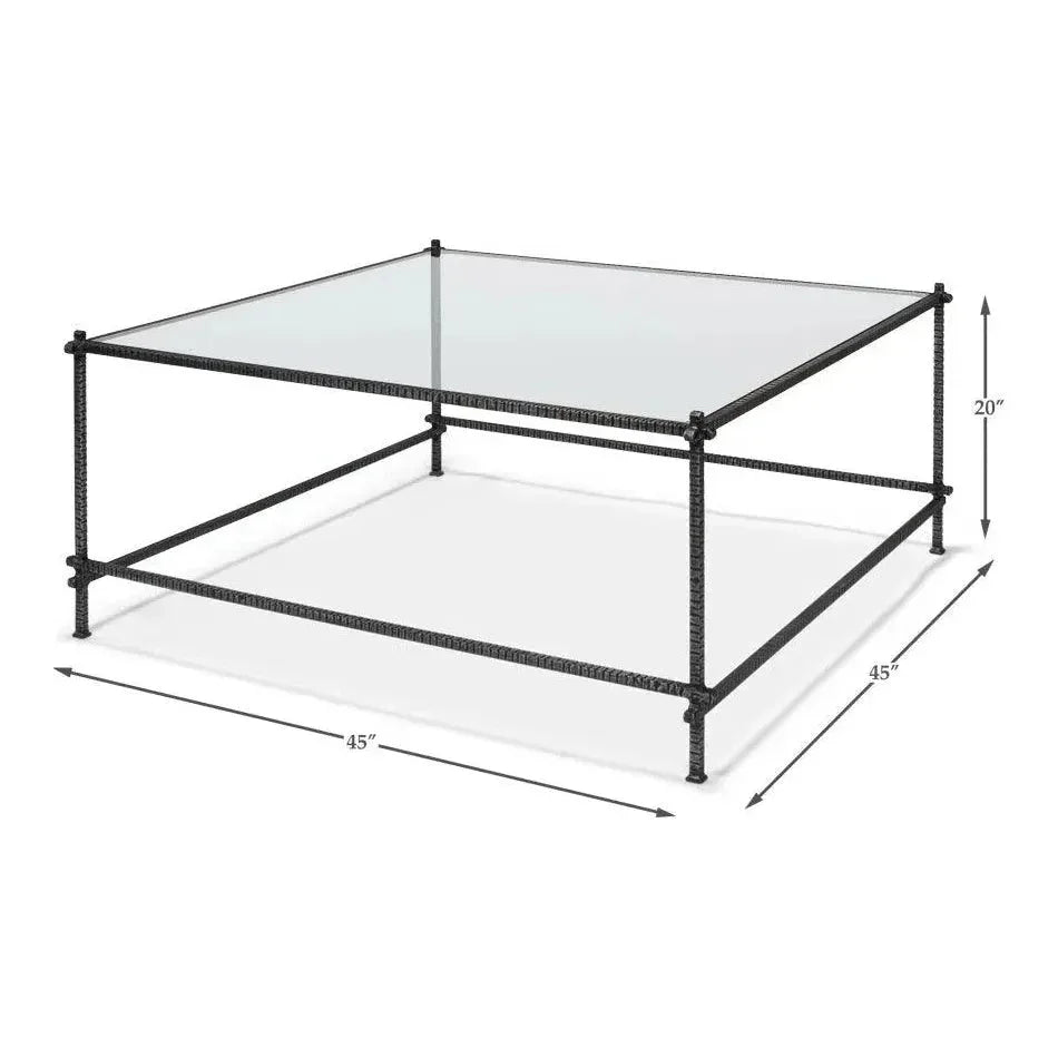 Serrated Edge Iron Square Coffee Table - LOOMLAN - Sarreid - Coffee Tables