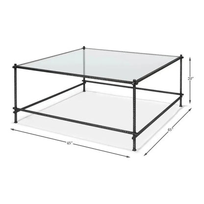 Serrated Edge Iron Square Coffee Table - LOOMLAN - Sarreid - Coffee Tables