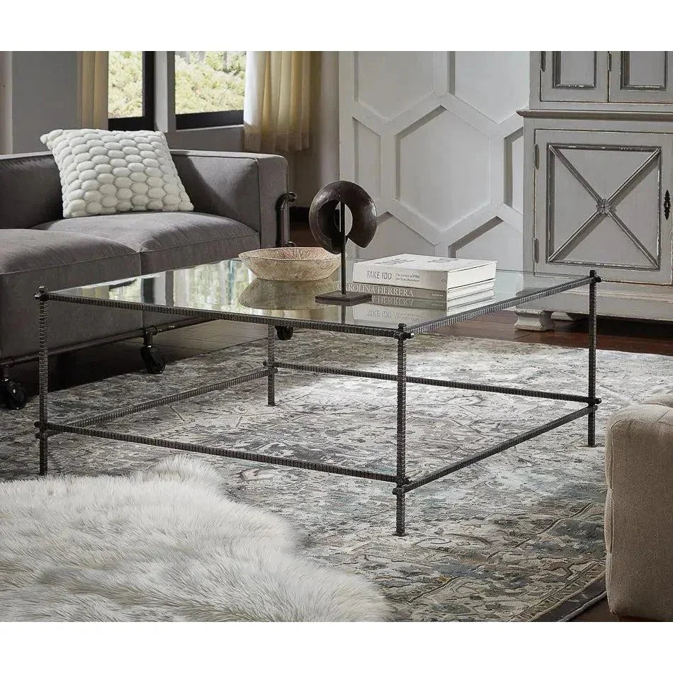 Serrated Edge Iron Square Coffee Table - LOOMLAN - Sarreid - Coffee Tables