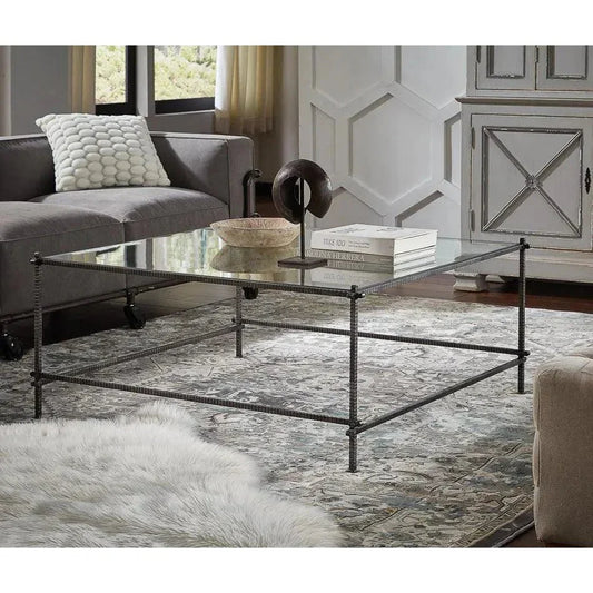 Serrated Edge Iron Square Coffee Table - LOOMLAN - Sarreid - Coffee Tables