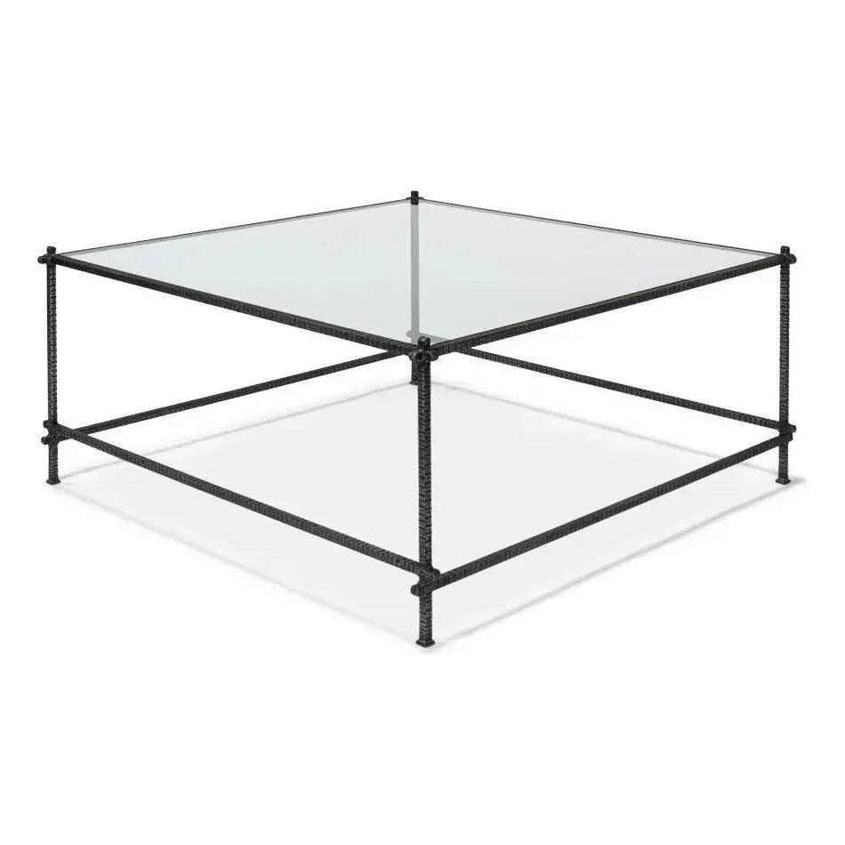 Serrated Edge Iron Square Coffee Table - LOOMLAN - Sarreid - Coffee Tables