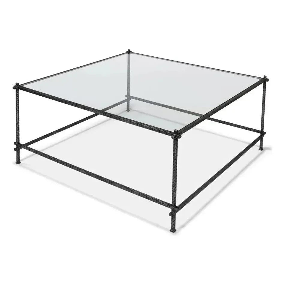 Serrated Edge Iron Square Coffee Table - LOOMLAN - Sarreid - Coffee Tables