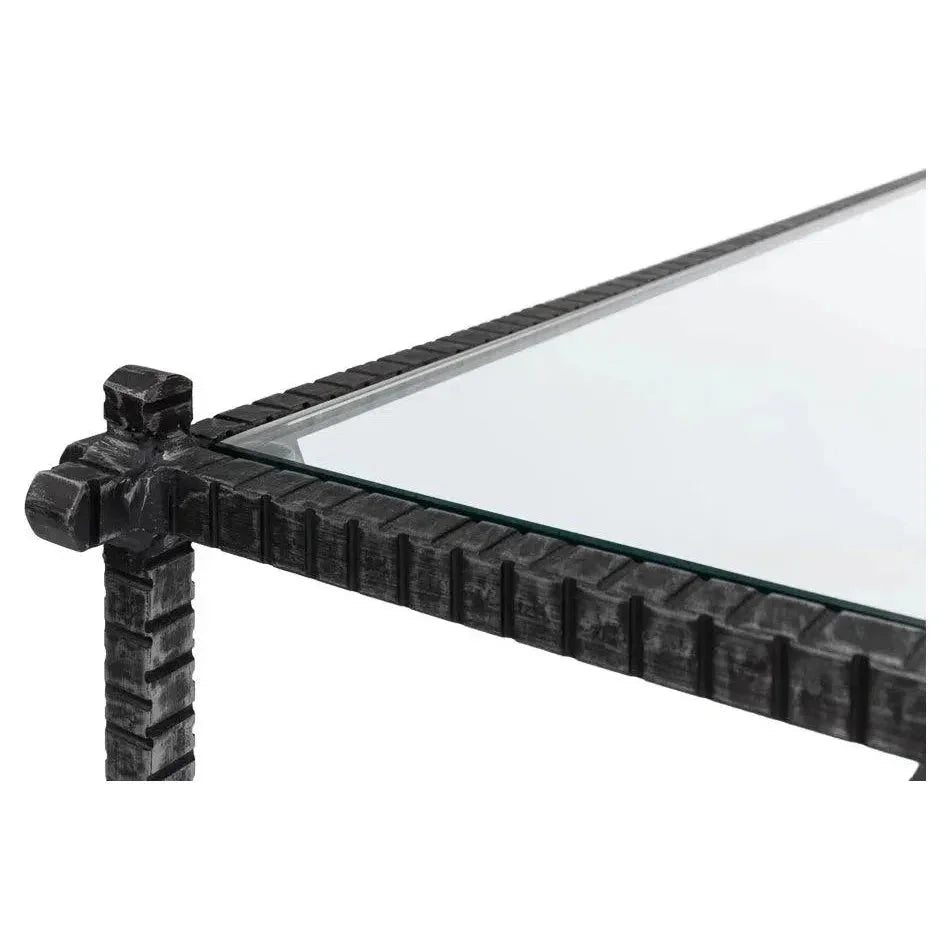 Serrated Edge Iron Square Coffee Table - LOOMLAN - Sarreid - Coffee Tables