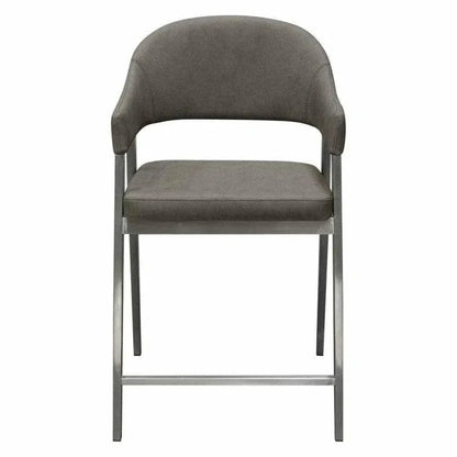 Set of Two Counter Height Chairs Grey Leatherette - LOOMLAN - Diamond Sofa - Counter Stools