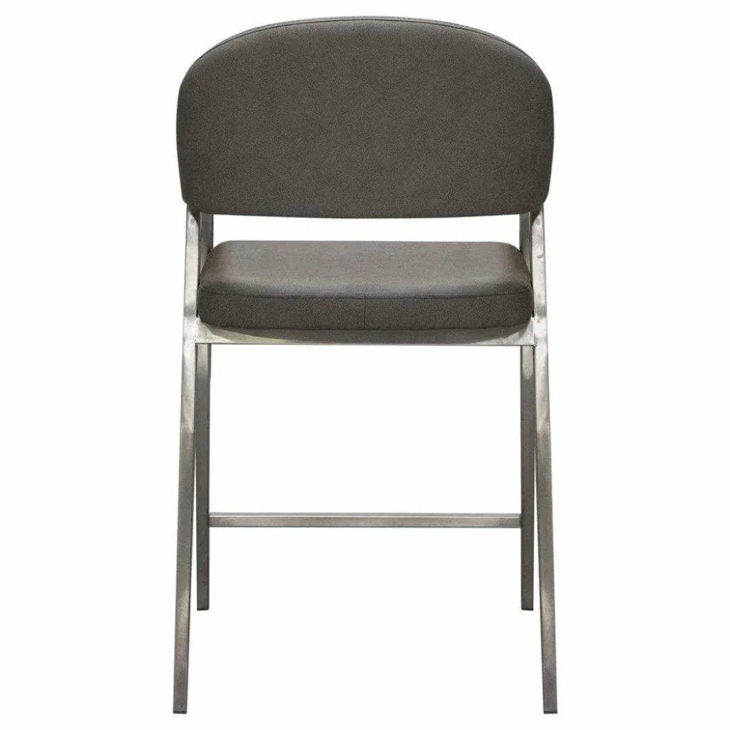 Set of Two Counter Height Chairs Grey Leatherette - LOOMLAN - Diamond Sofa - Counter Stools