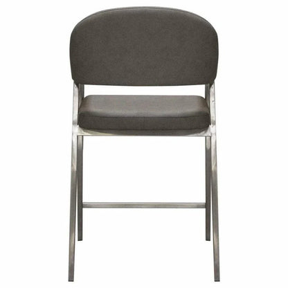 Set of Two Counter Height Chairs Grey Leatherette - LOOMLAN - Diamond Sofa - Counter Stools