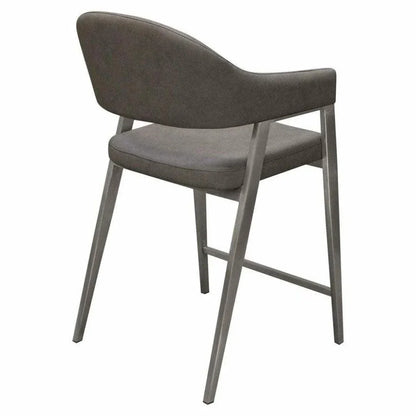 Set of Two Counter Height Chairs Grey Leatherette - LOOMLAN - Diamond Sofa - Counter Stools