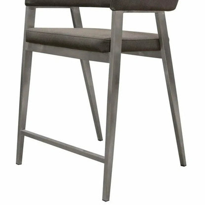 Set of Two Counter Height Chairs Grey Leatherette - LOOMLAN - Diamond Sofa - Counter Stools