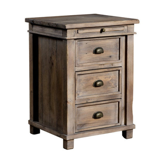 Settler Three Drawers Wooden Nightstand-Nightstands-LH Imports-LOOMLAN