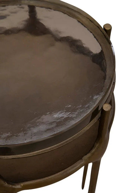 Sevran Brass Base Round Side Table - LOOMLAN - Furniture Classics - Side Tables