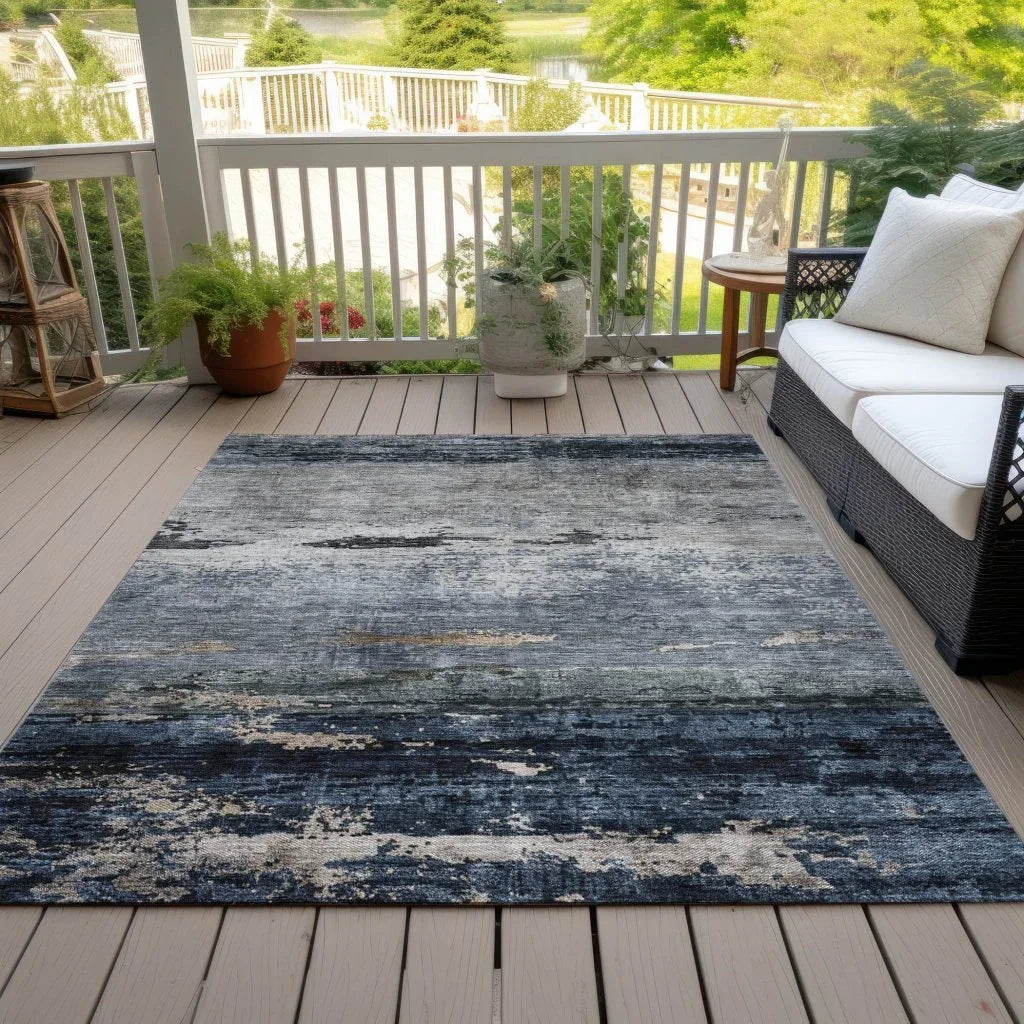 Shafira Blue Washable Indoor - Outdoor Rug - LOOMLAN - LOOMLAN Rugs - Outdoor Rugs