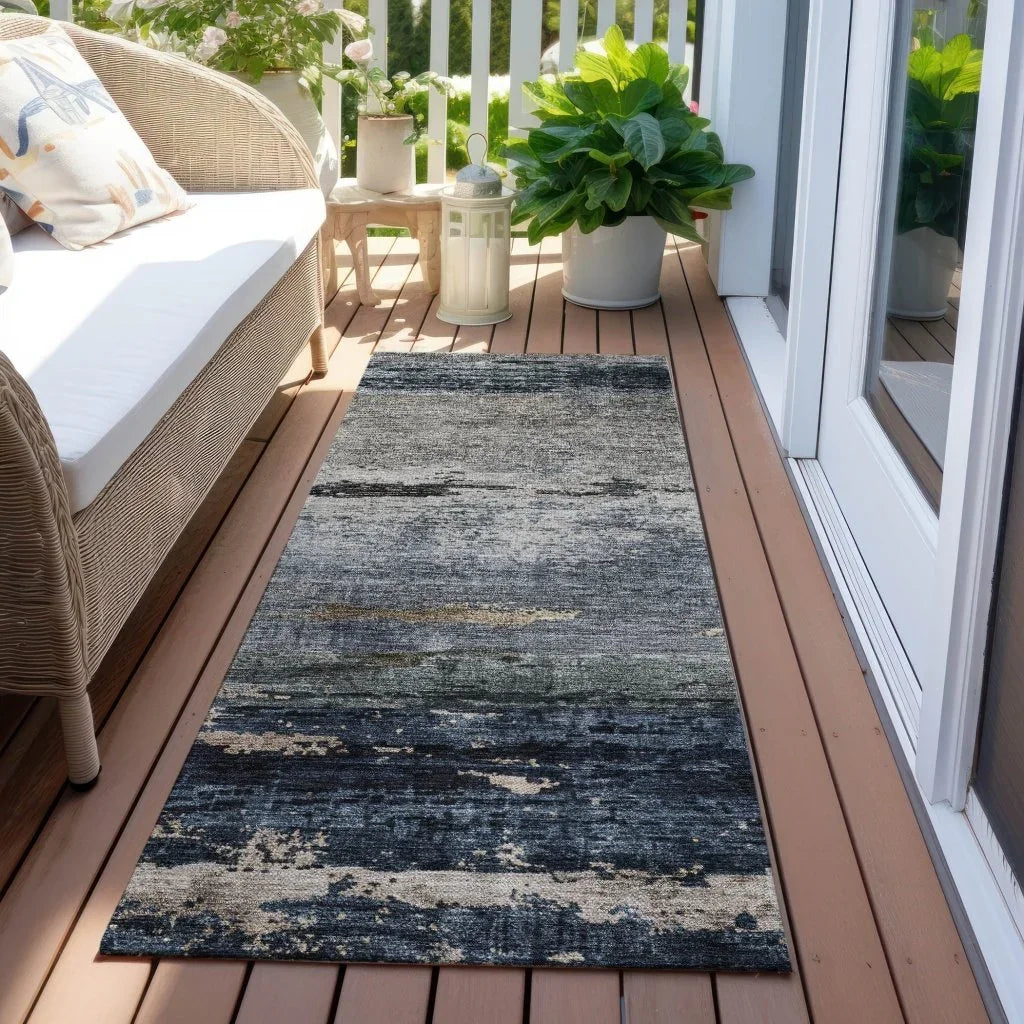 Shafira Blue Washable Indoor - Outdoor Rug - LOOMLAN - LOOMLAN Rugs - Outdoor Rugs