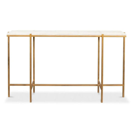 Shagreen Console Table Osprey White Leather - LOOMLAN - Sarreid - Console Tables