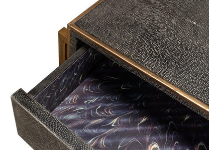 Shagreen Leather Gray Console Table - LOOMLAN - Sarreid - Console Tables