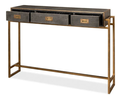 Shagreen Leather Gray Console Table - LOOMLAN - Sarreid - Console Tables