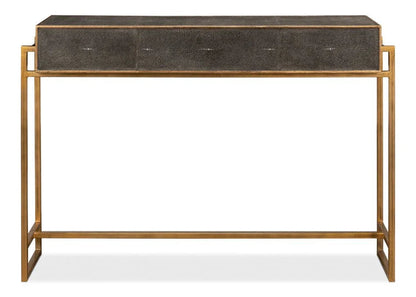 Shagreen Leather Gray Console Table - LOOMLAN - Sarreid - Console Tables