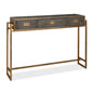 Shagreen Leather Gray Console Table - LOOMLAN - Sarreid - Console Tables