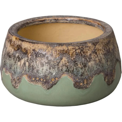 Shallow Ceramic Round Planter - LOOMLAN - Emissary - Planters