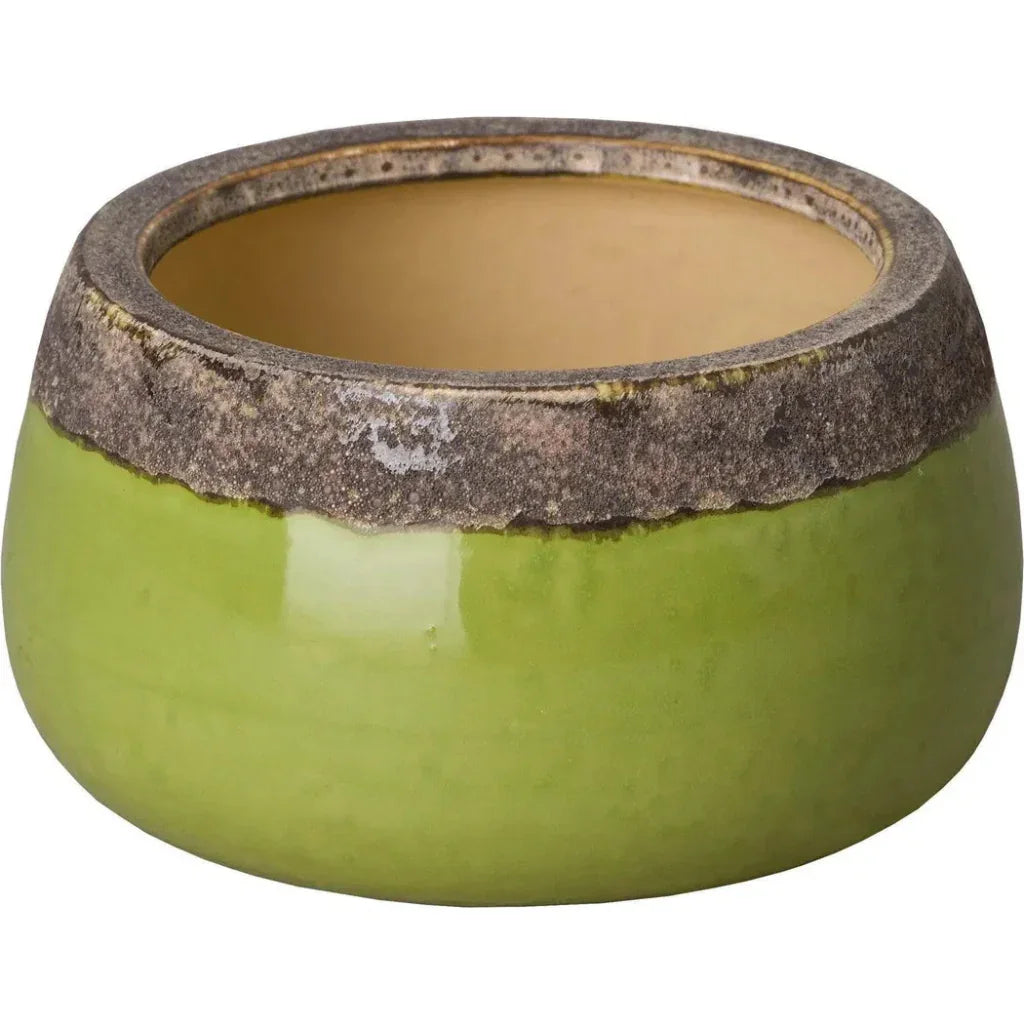 Shallow Ceramic Round Planter - LOOMLAN - Emissary - Planters