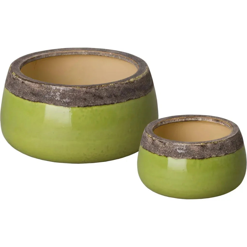 Shallow Ceramic Round Planter - LOOMLAN - Emissary - Planters