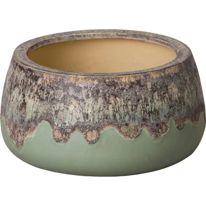 Shallow Ceramic Round Planter - LOOMLAN - Emissary - Planters