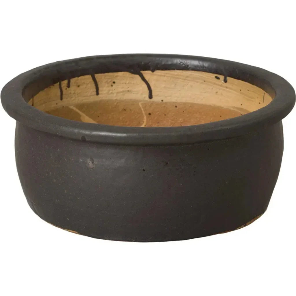 Shallow Round Ceramic Lip Planter - LOOMLAN - Emissary - Planters