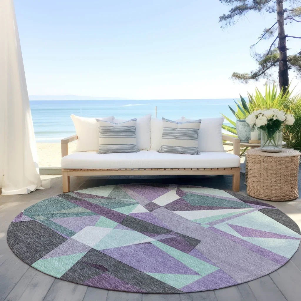Shapevia Purple Washable Indoor - Outdoor Rug - LOOMLAN - LOOMLAN Rugs - Outdoor Rugs