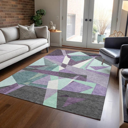 Shapevia Purple Washable Indoor - Outdoor Rug - LOOMLAN - LOOMLAN Rugs - Outdoor Rugs